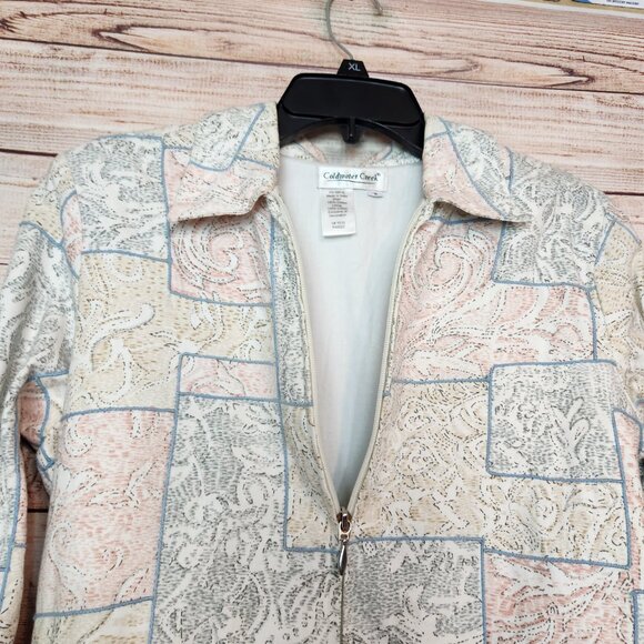 Coldwater Creek Quilted Pastel Patchwork Jacket Zipper Women's Size Small - Picture 9 of 16